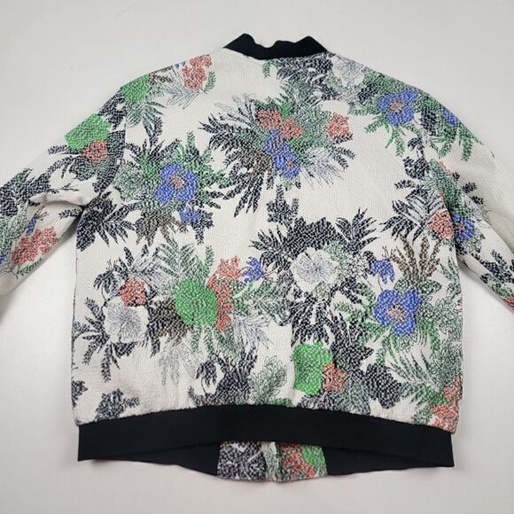 Zara Floral Bomber Jacket Full Zip Multicolor Womens sz Medium - Picture 5 of 13